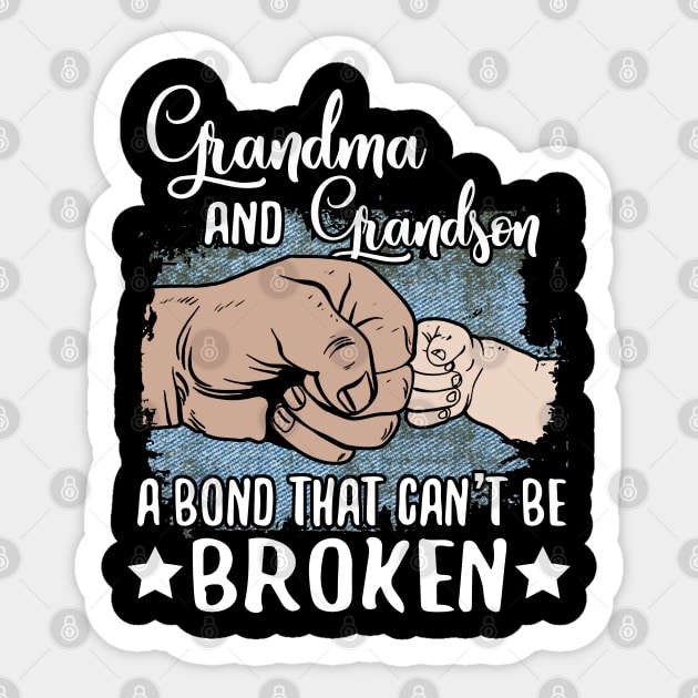 Grandma And Grandson A Bond That Can't Be Broken Sticker by Wesley Mcanderson Jones